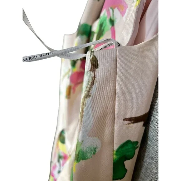 Alfred Sung Blush Bouquet Floral Hi-Low Dress Floral size M Sateen Twill Cocktai - Picture 7 of 16
